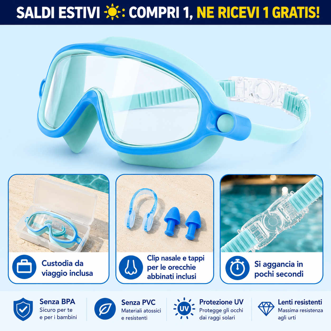 Aquini — Occhialini da Nuoto per Bambini