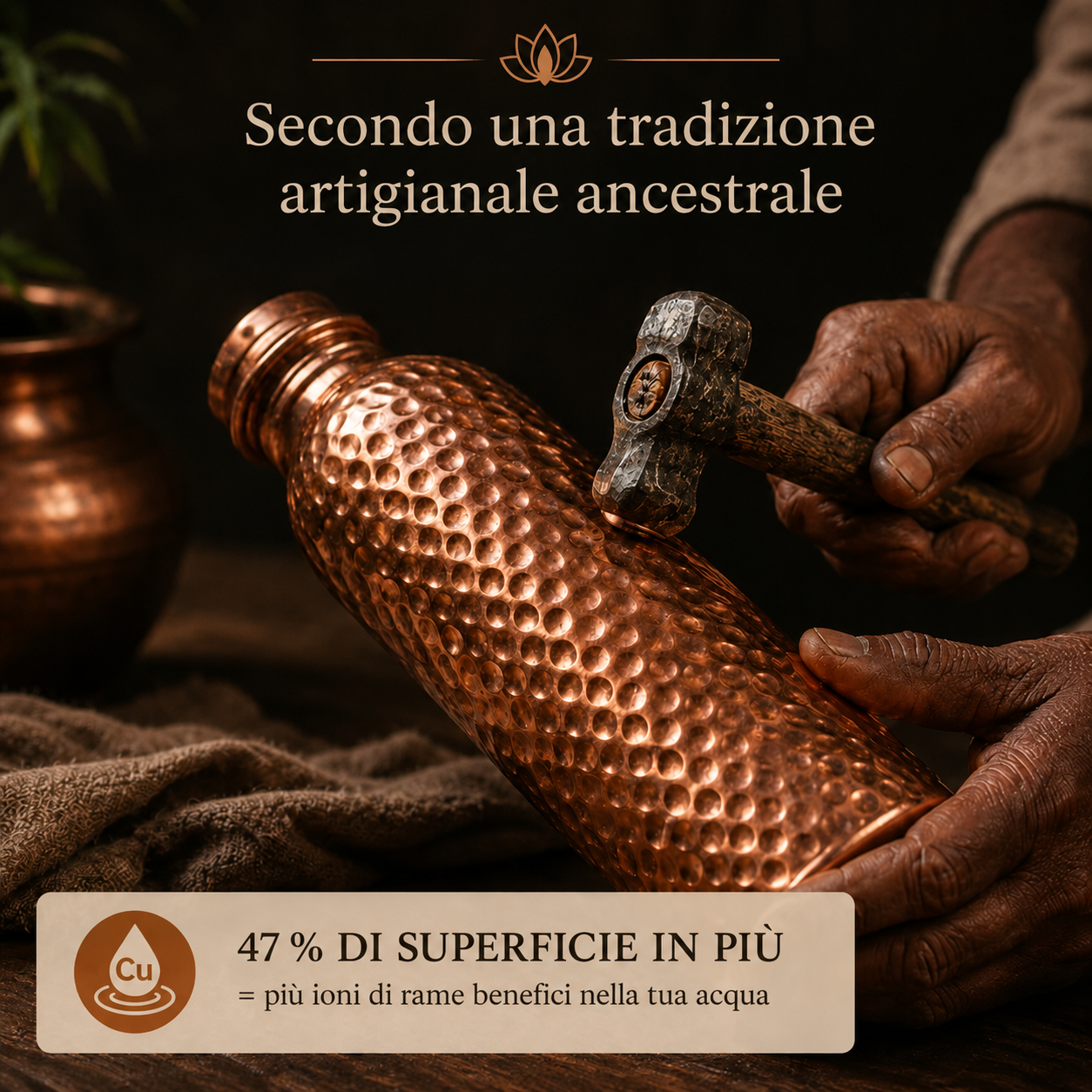 Ramea — Bottiglia in Rame Martellato
