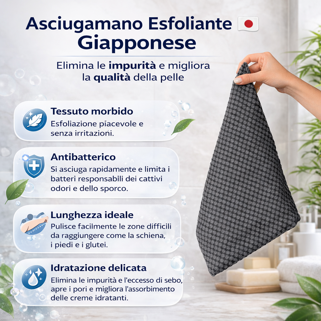 Asciugamano esfoliante antibatterico per la doccia